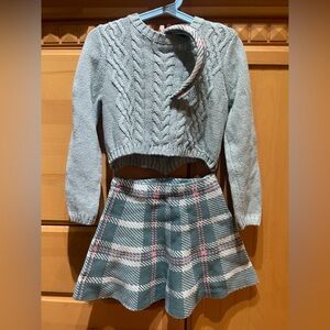 Cupcakes & Cashmere Green Cable Knit Sweater, skirt and headband